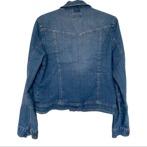 Contrast denim jean jacket blue size 11 VGUC - Picture 3 of 7